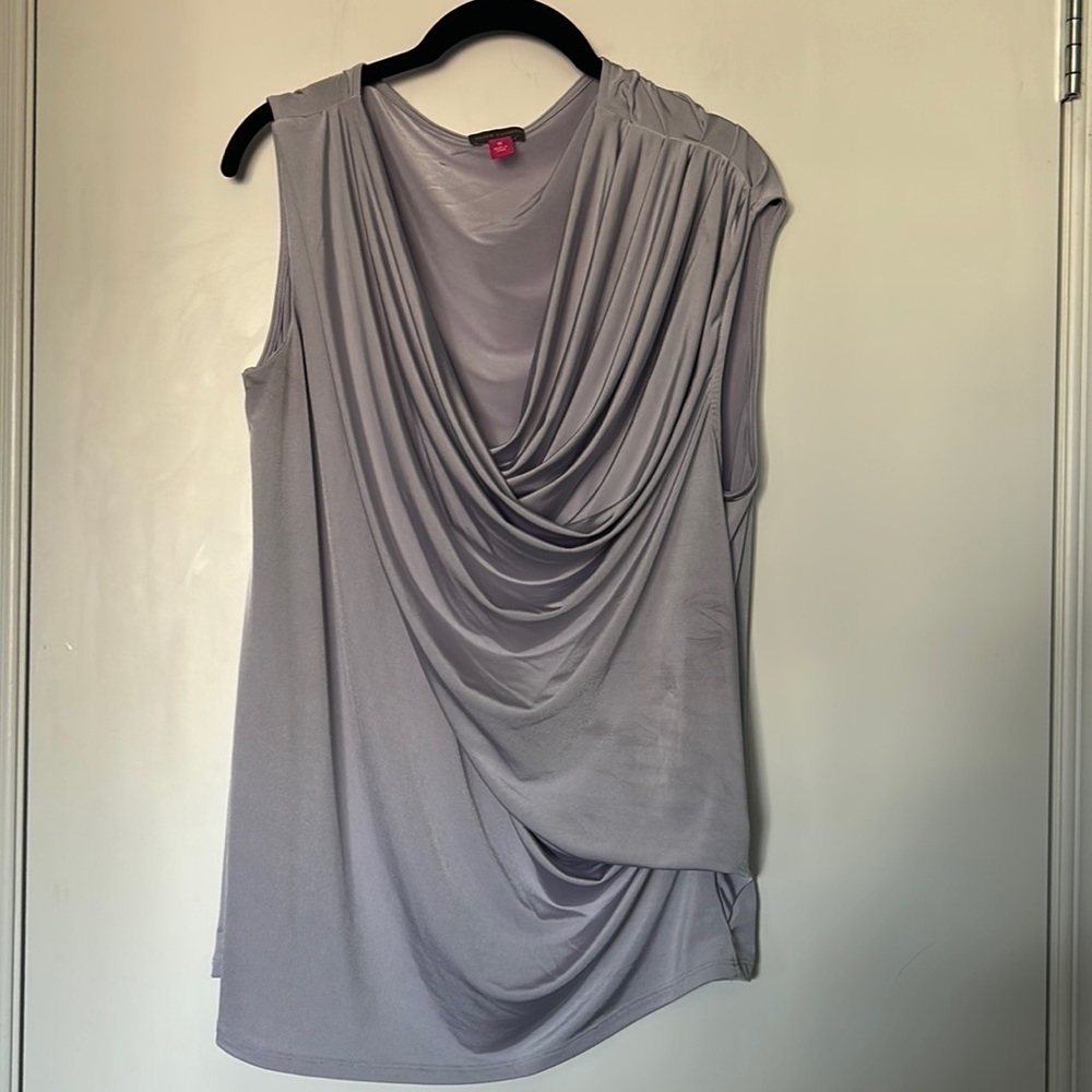 Vince Camuto Asymmetrical Cawl Neck Satin Tank Top